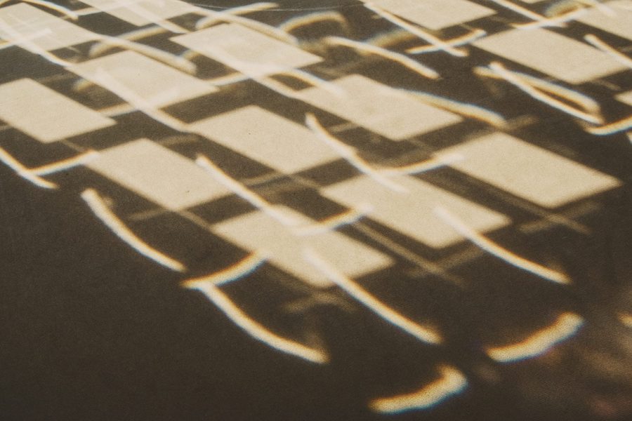 The sun reflected through glass cubes.