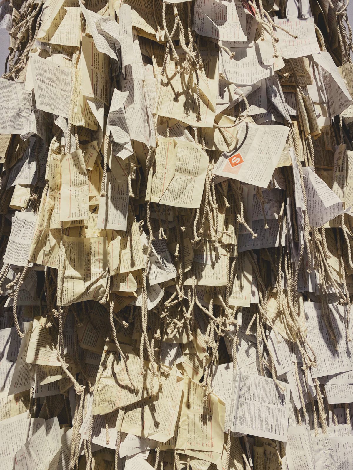 A work of contemporary art composed of pages from a dictionary. Image Anthony Nelzin-Santos.